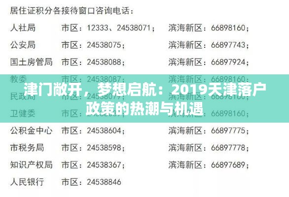 津门敞开,梦想启航:2019天津落户政策的热潮与机遇