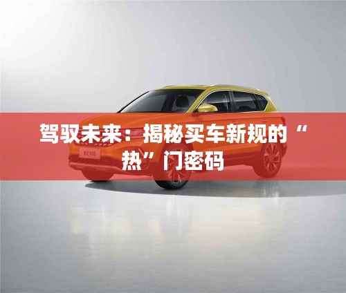 驾驭未来：揭秘买车新规的“热”门密码