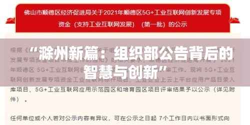 “滁州新篇:组织部公告背后的智慧与创新”