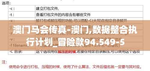 澳门马会传真-澳门,数据整合执行计划_冒险款94.549-5