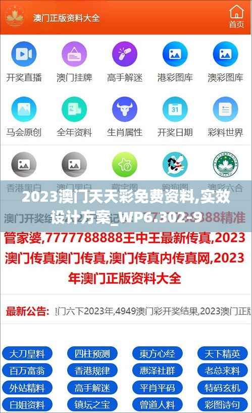 2023澳门天天彩免费资料,实效设计方案_WP6.302-9