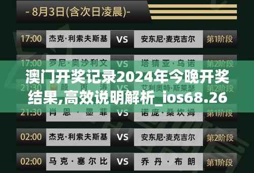 澳门开奖记录2024年今晚开奖结果,高效说明解析_ios68.266-2