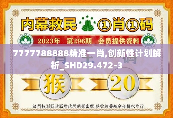 7777788888精准一肖,创新性计划解析_SHD29.472-3
