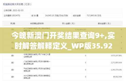今晚新澳门开奖结果查询9+,实时解答解释定义_WP版35.923-4