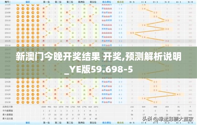 新澳门今晚开奖结果 开奖,预测解析说明_YE版59.698-5