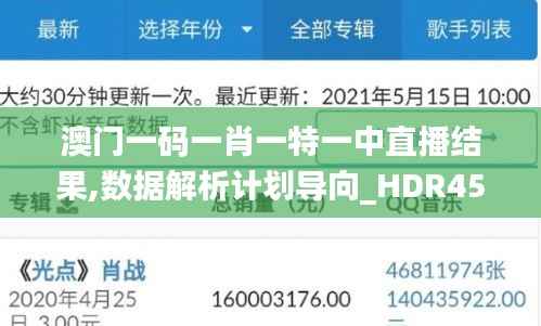 澳门一码一肖一特一中直播结果,数据解析计划导向_HDR45.767-9