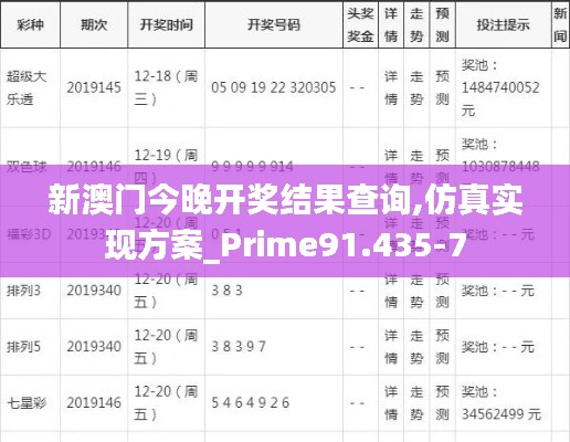 新澳门今晚开奖结果查询,仿真实现方案_Prime91.435-7