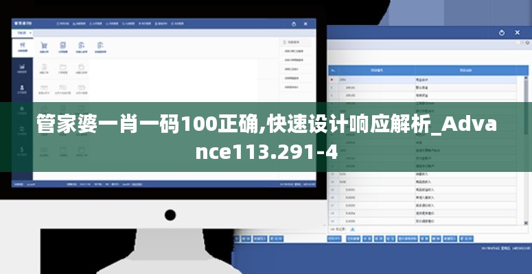 管家婆一肖一码100正确,快速设计响应解析_Advance113.291-4