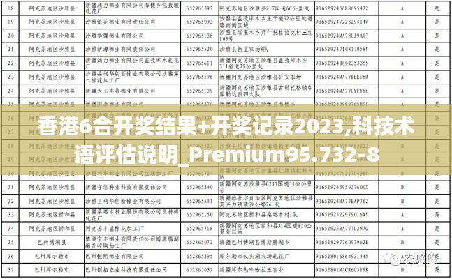 香港6合开奖结果+开奖记录2023,科技术语评估说明_Premium95.732-8