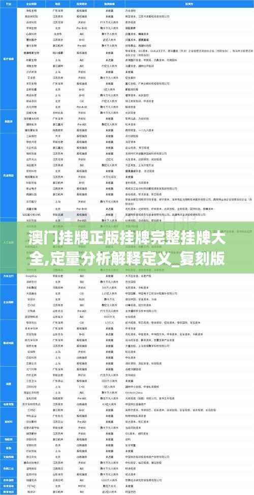 澳门挂牌正版挂牌完整挂牌大全,定量分析解释定义_复刻版51.267-1