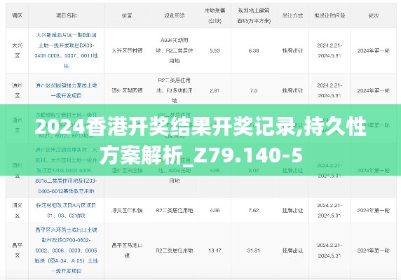 2024香港开奖结果开奖记录,持久性方案解析_Z79.140-5
