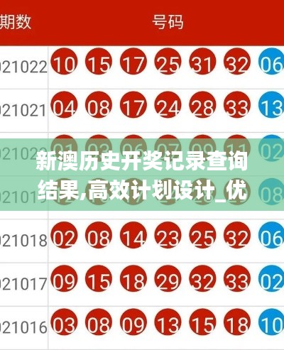 新澳历史开奖记录查询结果,高效计划设计_优选版30.967-7