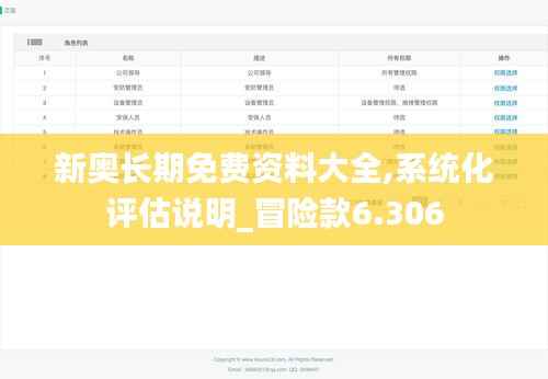 新奥长期免费资料大全,系统化评估说明_冒险款6.306