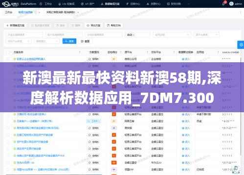 新澳最新最快资料新澳58期,深度解析数据应用_7DM7.300