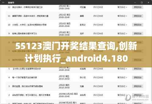 55123澳门开奖结果查询,创新计划执行_android4.180