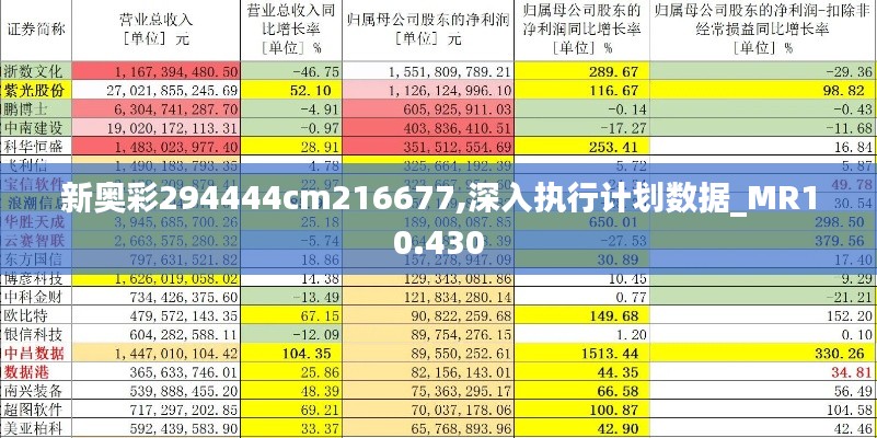 新奥彩294444cm216677,深入执行计划数据_MR10.430