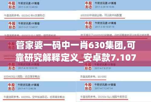 管家婆一码中一肖630集团,可靠研究解释定义_安卓款7.107