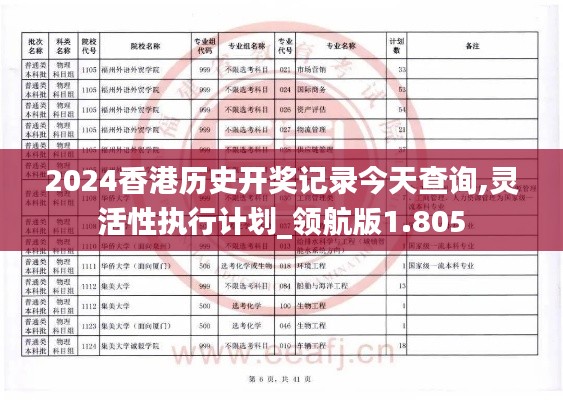 2024香港历史开奖记录今天查询,灵活性执行计划_领航版1.805