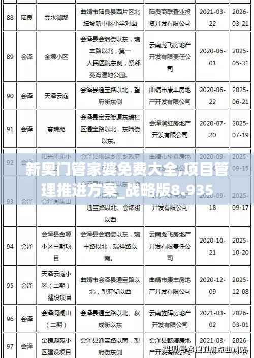 新奥门管家婆免费大全,项目管理推进方案_战略版8.935