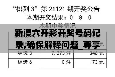 新澳六开彩开奖号码记录,确保解释问题_尊享版2.771