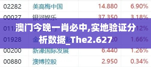 澳门今晚一肖必中,实地验证分析数据_The2.627