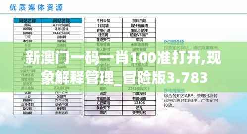 新澳门一码一肖100准打开,现象解释管理_冒险版3.783
