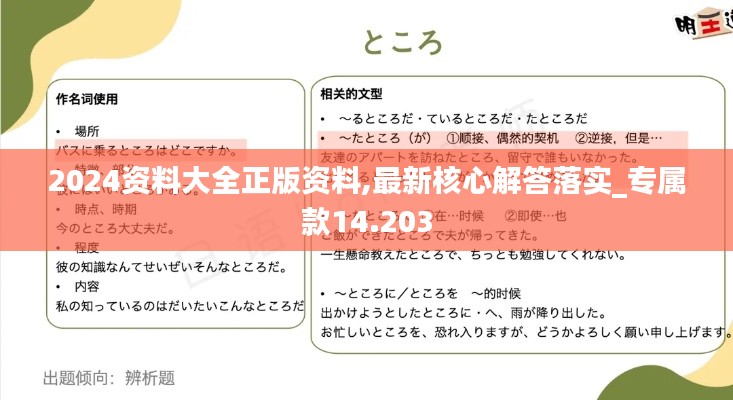 2024资料大全正版资料,最新核心解答落实_专属款14.203