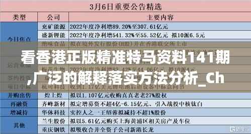 看香港正版精准特马资料141期,广泛的解释落实方法分析_ChromeOS2.202