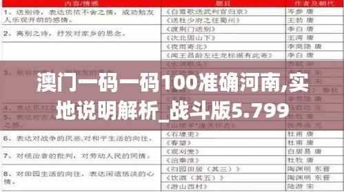 澳门一码一码100准确河南,实地说明解析_战斗版5.799