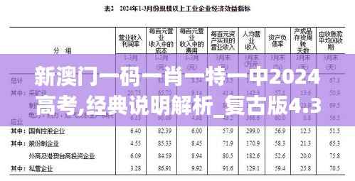 新澳门一码一肖一特一中2024高考,经典说明解析_复古版4.362