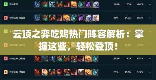 云顶之弈吃鸡热门阵容解析:掌握这些,轻松登顶!
