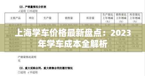 上海学车价格最新盘点:2023年学车成本全解析