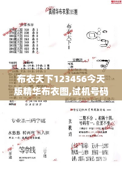 布衣天下123456今天版精华布衣图,试机号码,最新正品解答定义_特供款10.676
