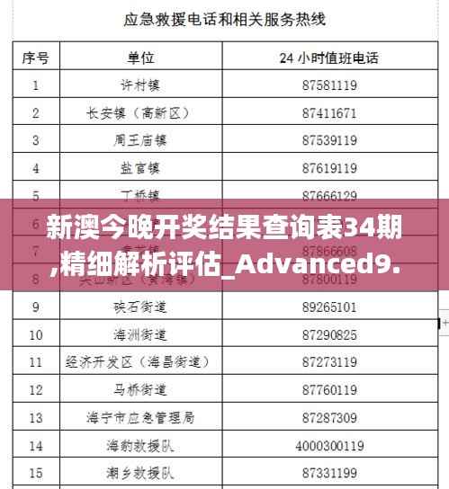 新澳今晚开奖结果查询表34期,精细解析评估_Advanced9.600