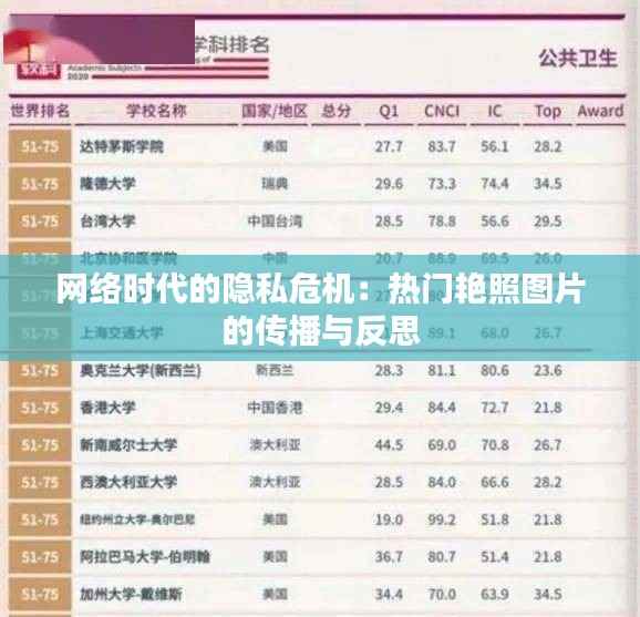 网络时代的隐私危机：热门艳照图片的传播与反思