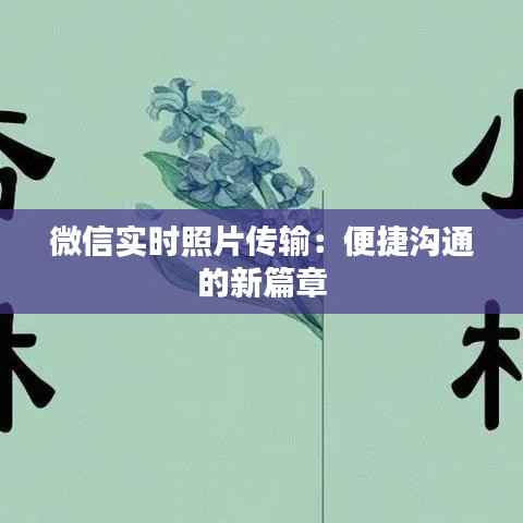 微信实时照片传输:便捷沟通的新篇章