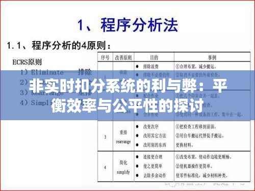 非实时扣分系统的利与弊:平衡效率与公平性的探讨