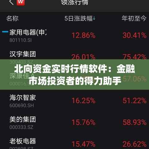 北向资金实时行情软件：金融市场投资者的得力助手