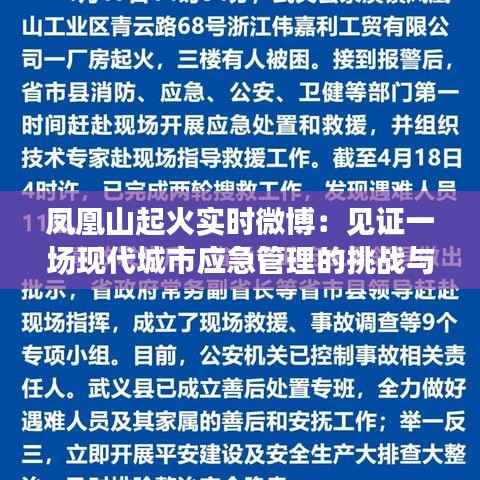 凤凰山起火实时微博:见证一场现代城市应急管理的挑战与应对