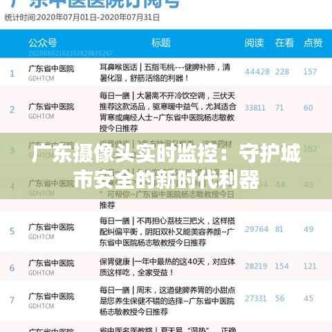 广东摄像头实时监控:守护城市安全的新时代利器