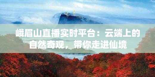 峨眉山直播实时平台:云端上的自然奇观,带你走进仙境