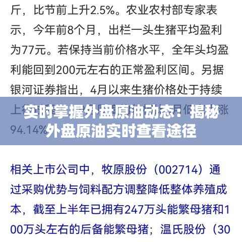 实时掌握外盘原油动态:揭秘外盘原油实时查看途径