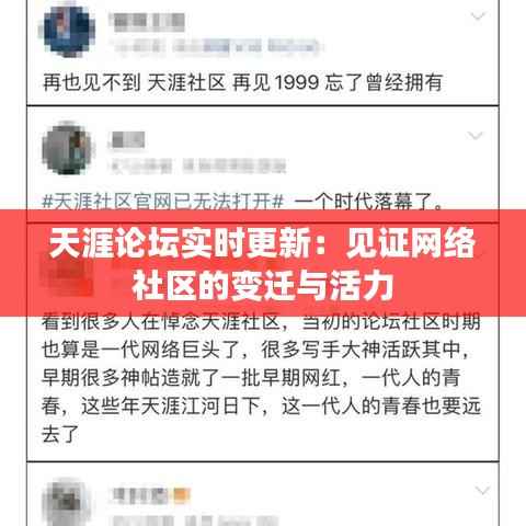 天涯论坛实时更新:见证网络社区的变迁与活力