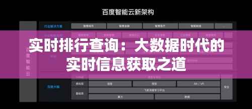 实时排行查询:大数据时代的实时信息获取之道