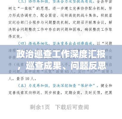 政治巡查工作深度汇报，巡查成果、问题反思与未来展望