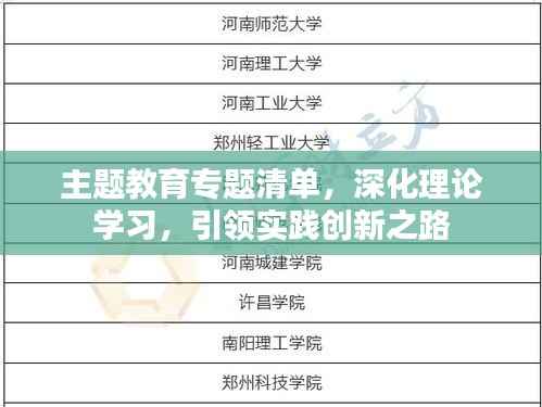 主题教育专题清单,深化理论学习,引领实践创新之路