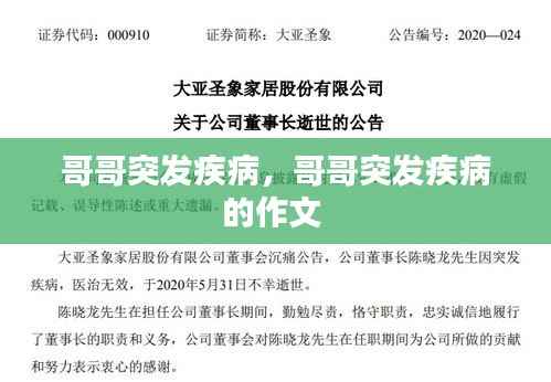 哥哥突发疾病，哥哥突发疾病的作文 