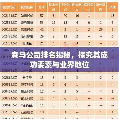 森马公司排名揭秘，探究其成功要素与业界地位