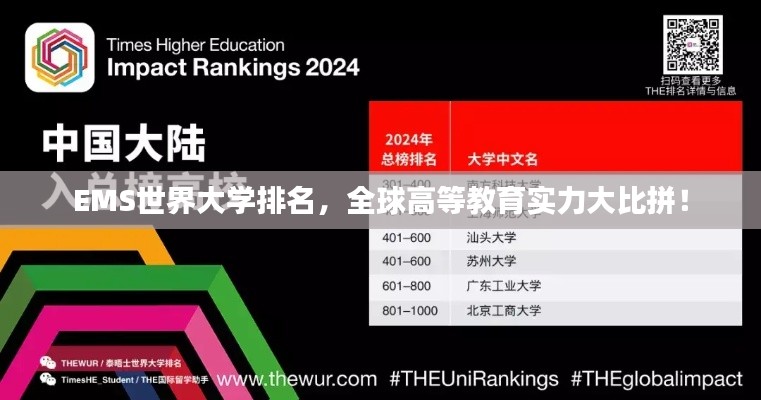 EMS世界大学排名，全球高等教育实力大比拼！