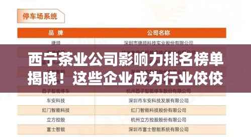 西宁茶业公司影响力排名榜单揭晓!这些企业成为行业佼佼者